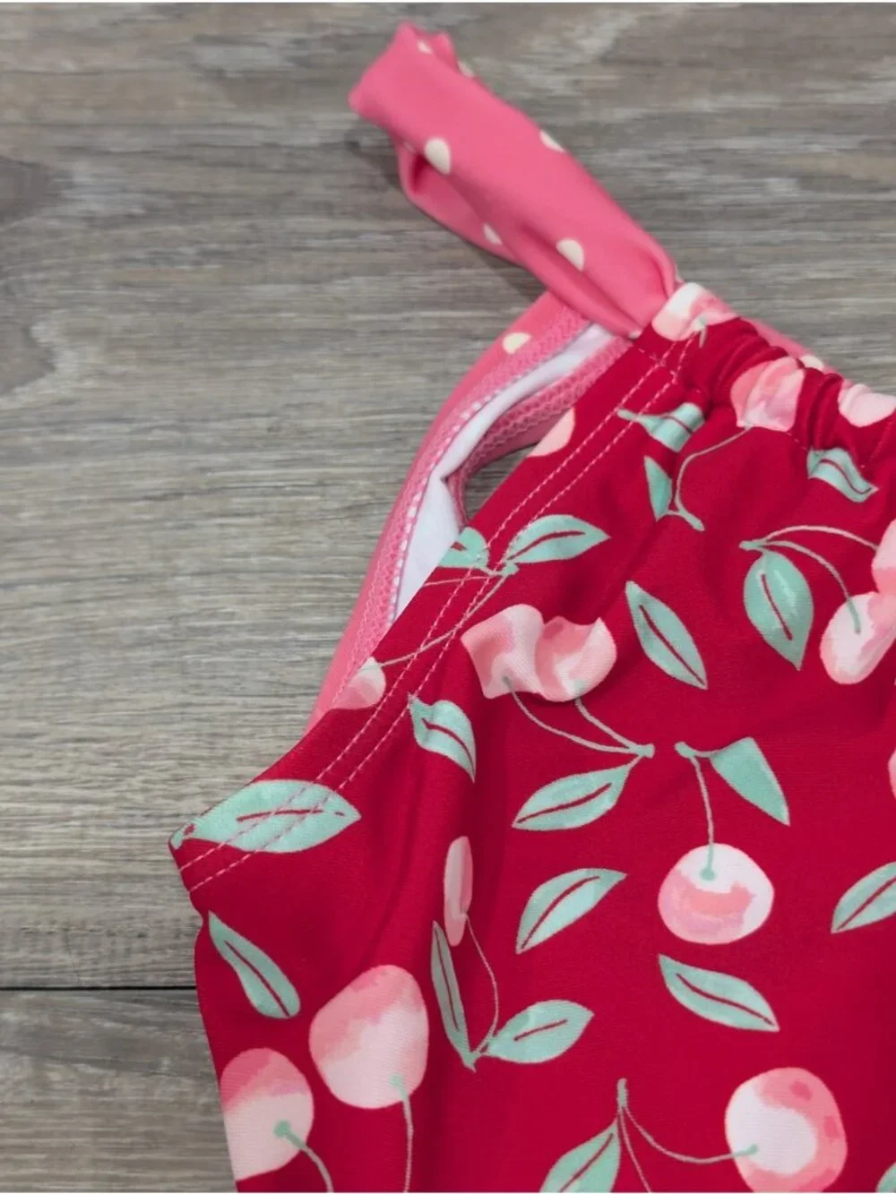 Matilda Jane Girls Sandy Springs Cherry Gingham Red Ruffle Two-Piece Swimsuit 10